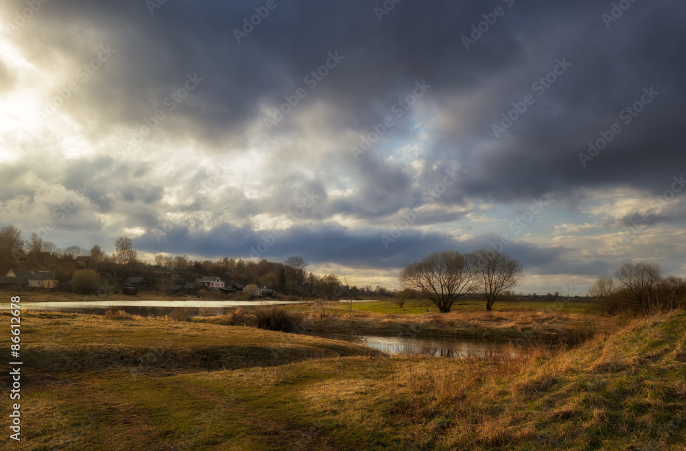 beautiful landscape on the river