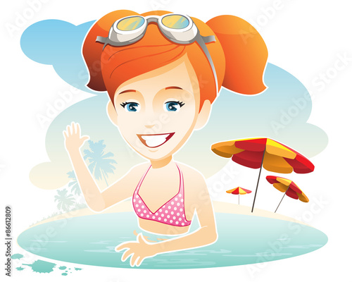 Summer holiday / Young girl have fun at the sea