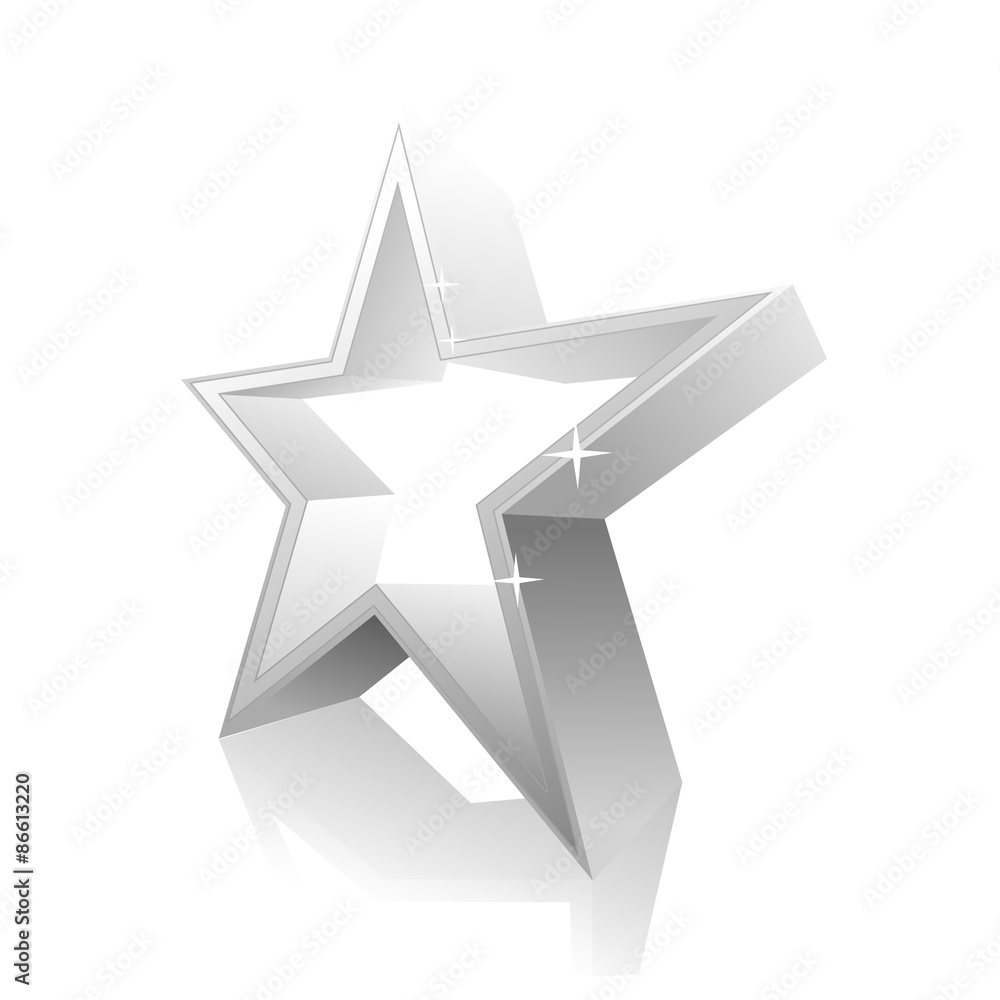 3d white star contour 3d white star contour