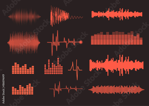 Sound waves set. Music background. EPS 10 vector file included