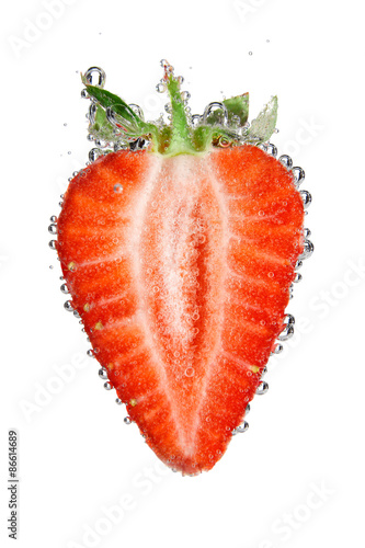 Strawberry and water bubbles