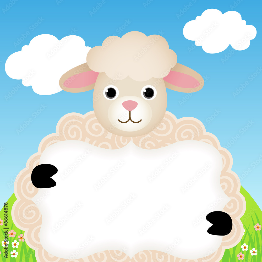 Background with sheep and label Background with sheep and label