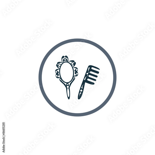 Mirror and hairbrush icon