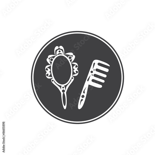 Mirror and hairbrush icon
