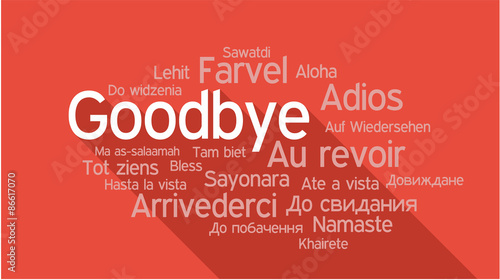GOODBYE in different languages, word tag cloud