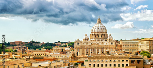 Canvas Print Rome cityscape and skyline, St Peter's basilica in Vatican, Italy