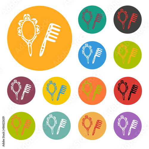 Mirror and hairbrush icon