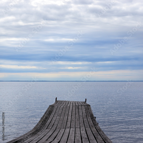 Old pier on nice lake