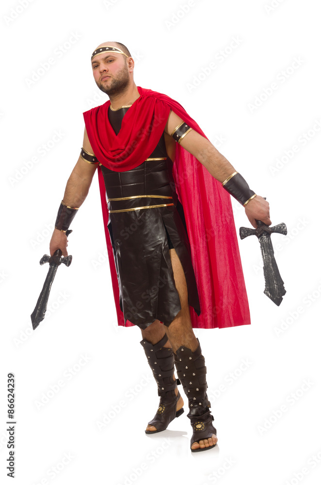 Gladiator with sword isolated on white Gladiator with sword isolated on white
