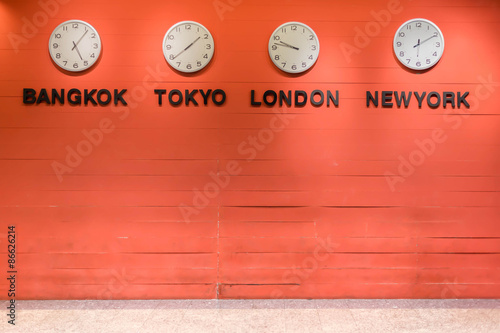 wall clock for to indicate world international time zone.