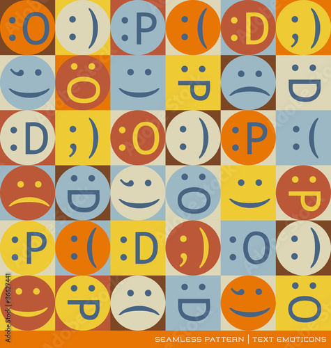 seamless vector pattern with emoticons text symbols