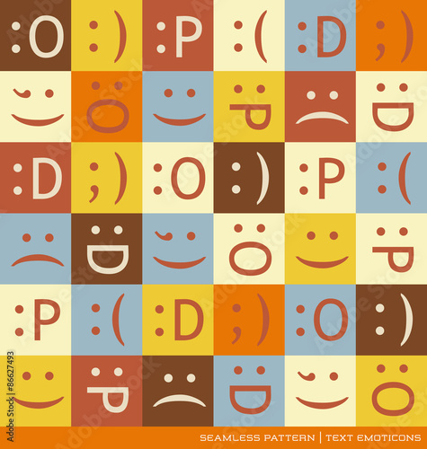 seamless vector pattern with emoticons text symbols