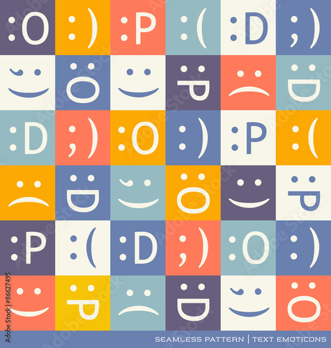 seamless vector pattern with emoticons text symbols