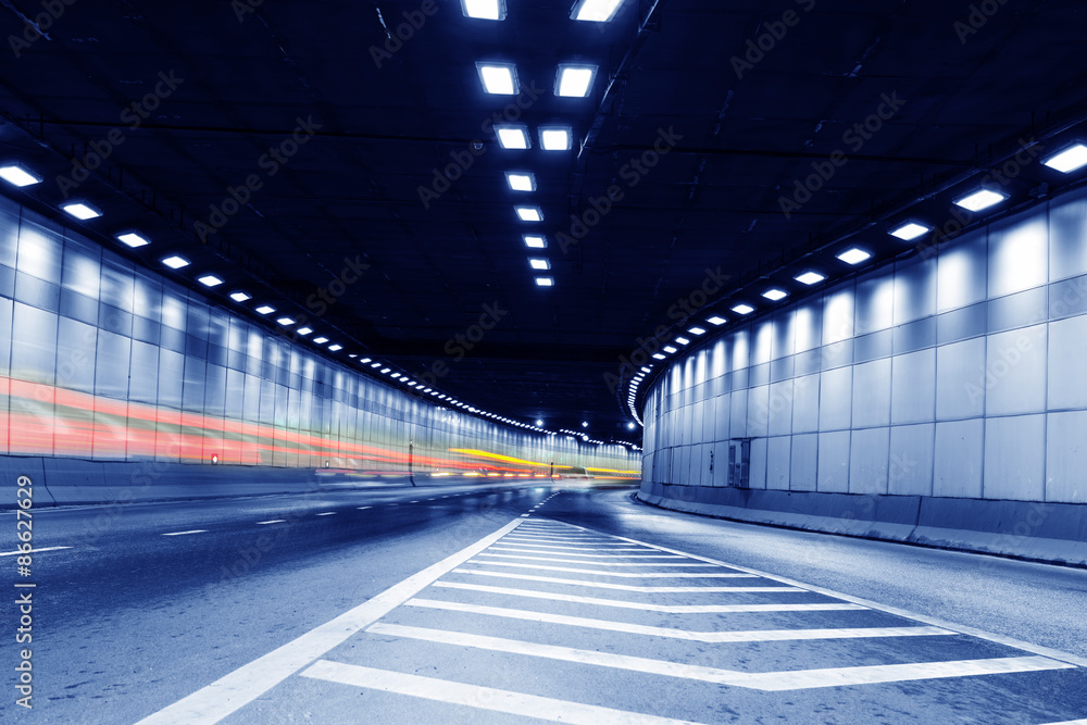 Abstract car in the tunnel trajectory