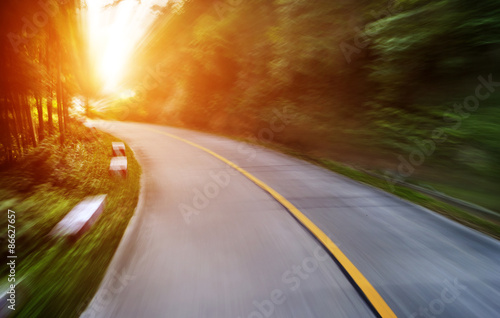 car on the road with motion blur background