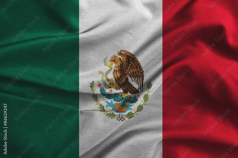 Fototapeta premium Waving Fabric Flag of Mexico