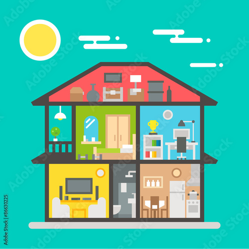 Flat design of house interior