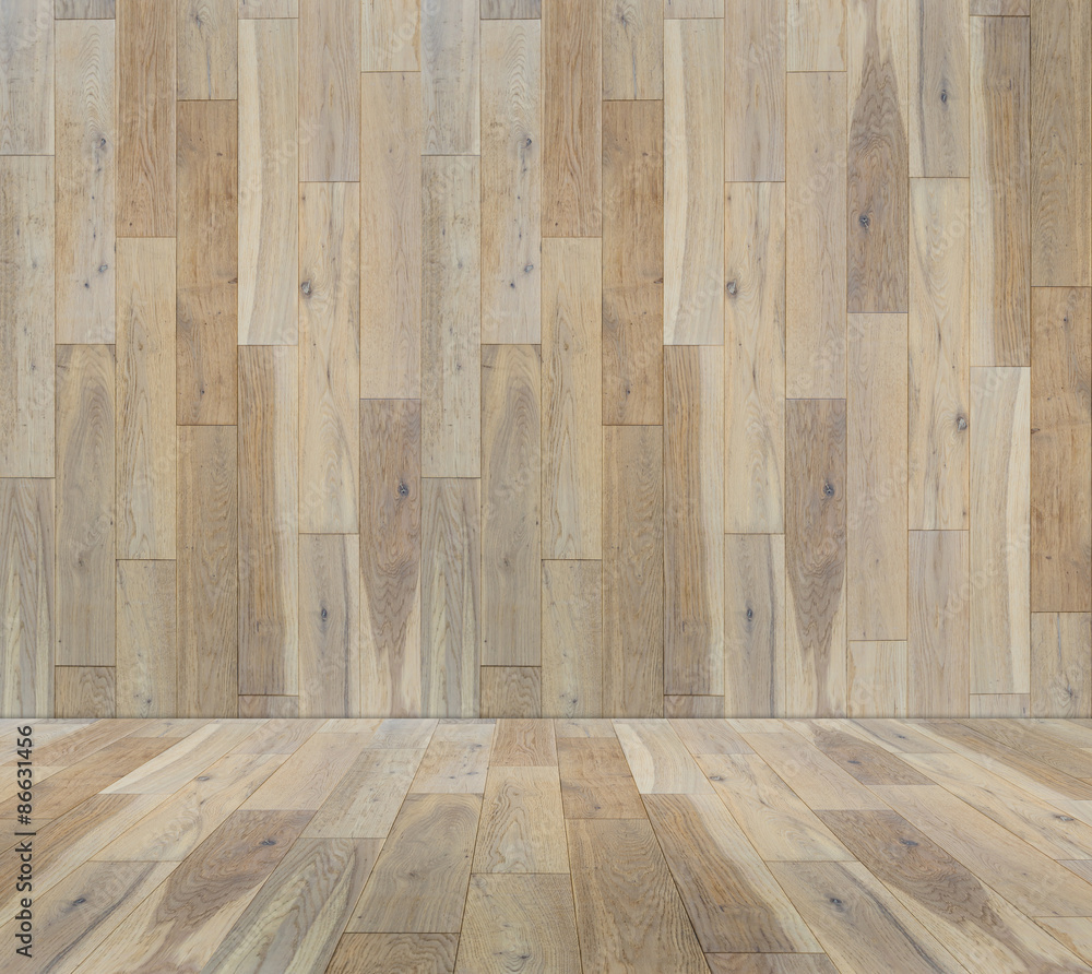 Naklejka premium Wooden platform and wooden wall, Template for product display