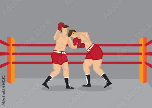 Two Boxers Fighting in Boxing Ring