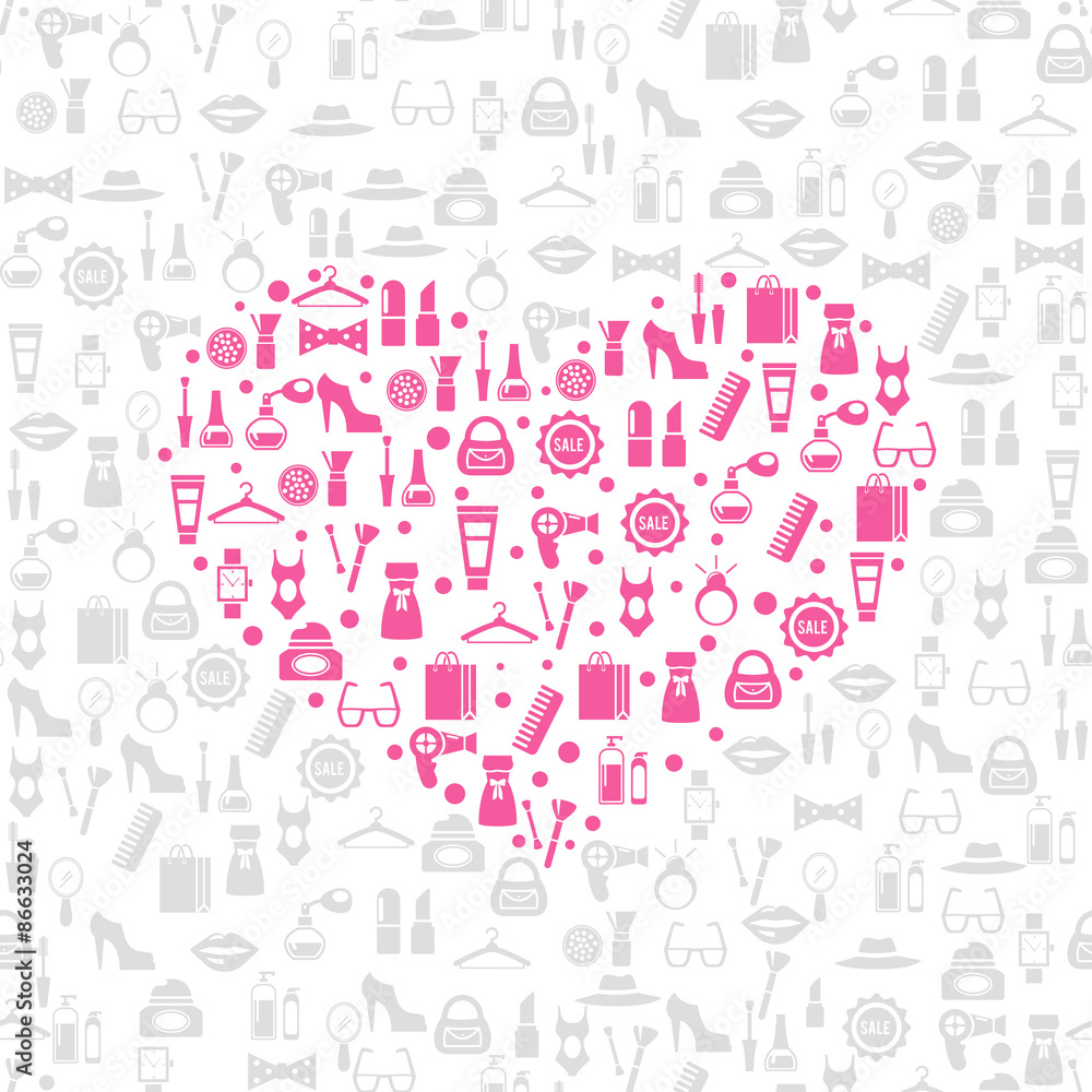 Love shopping seamless vector background