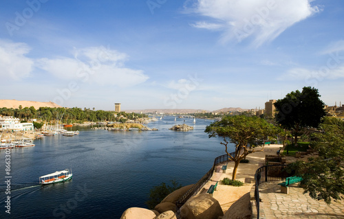 Egypt, Aswan,  the Nile river seen from the town