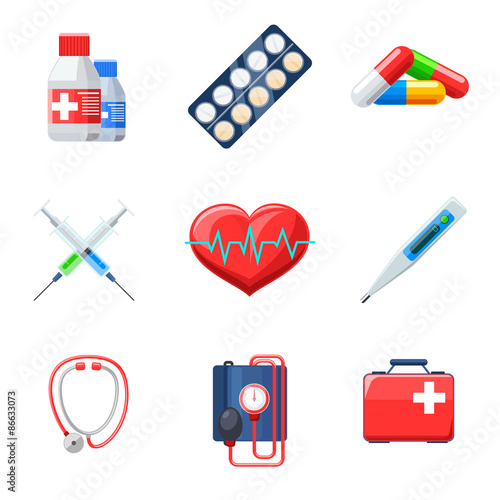 Flat medical icons