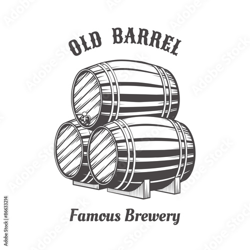 Logo design with wooden beer barrels for pab
