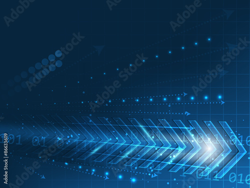 Vector technology abstract background with arrow, glitter and circuit board