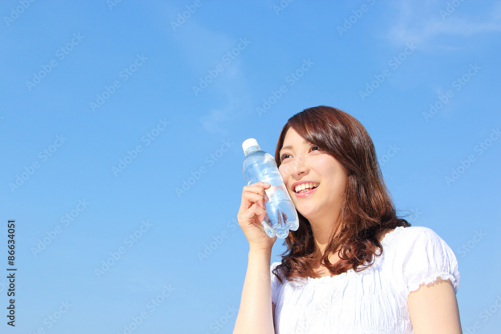 young asian woman with water bottle young asian woman with water bottle