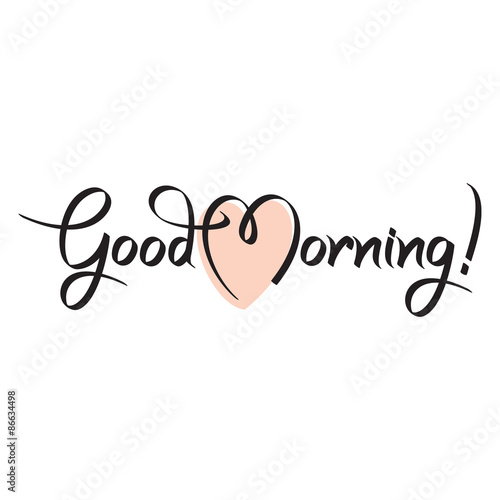 good morning, hand lettering text, handmade calligraphy, vector illustration