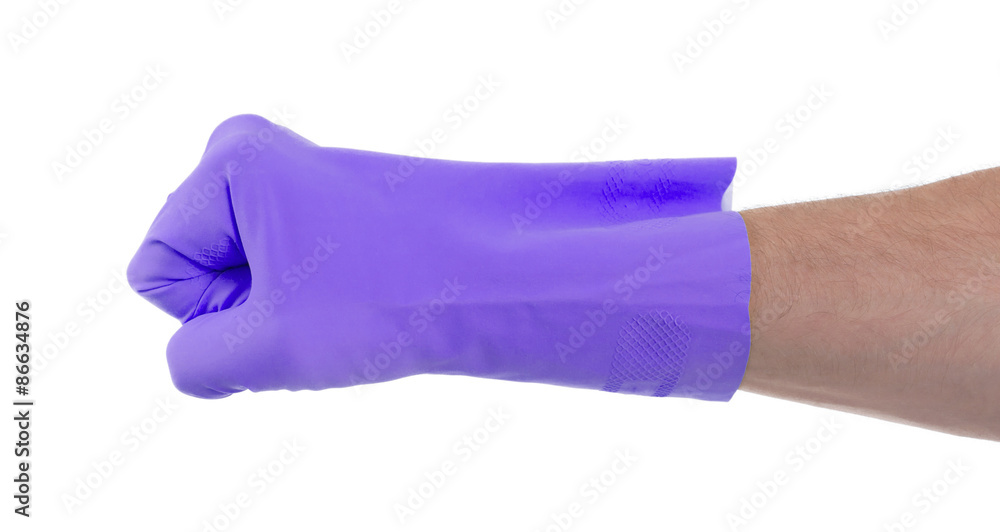 Fist hand in latex glove Fist hand in latex glove