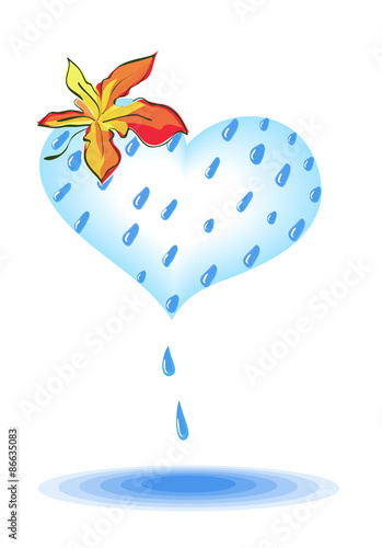 Maple leaf and Rain Cloud as Heart. Vector EPS 10
