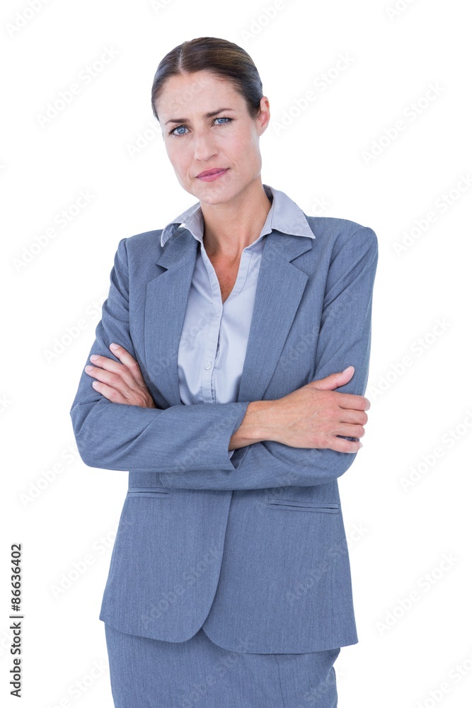  Businesswoman smiling on a white background