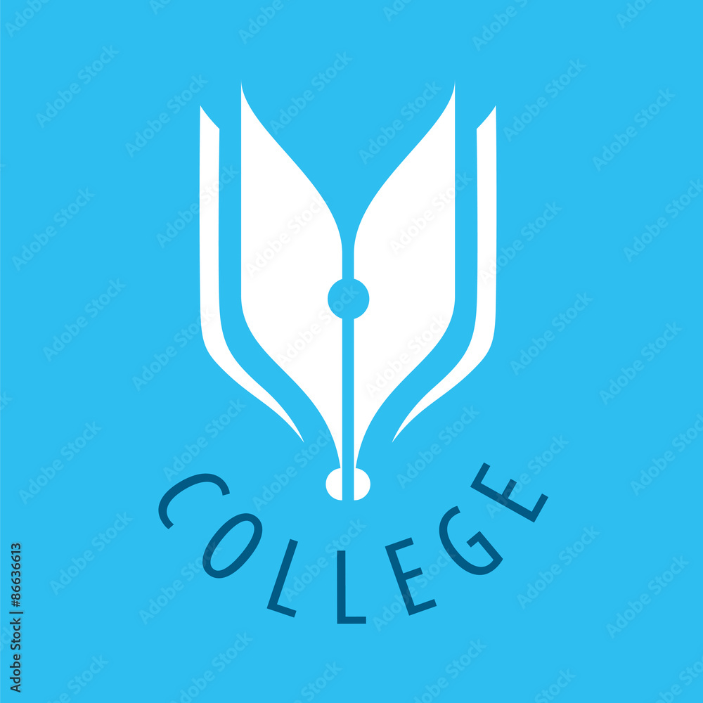 Abstract vector logo nib and books for college Abstract vector logo nib and books for college