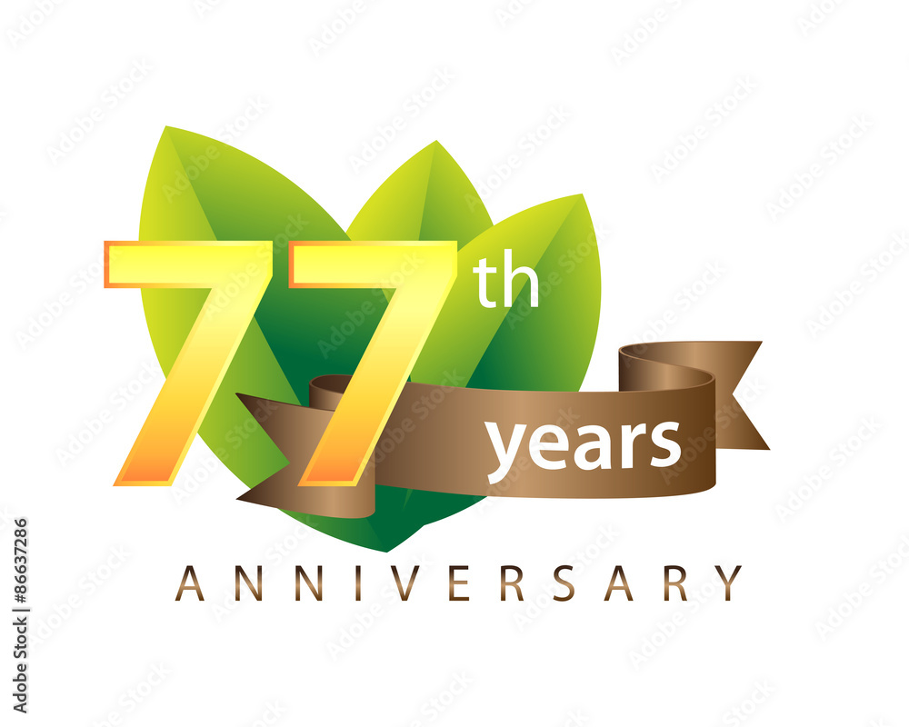 Obraz premium 77 Years Green Anniversary Logo