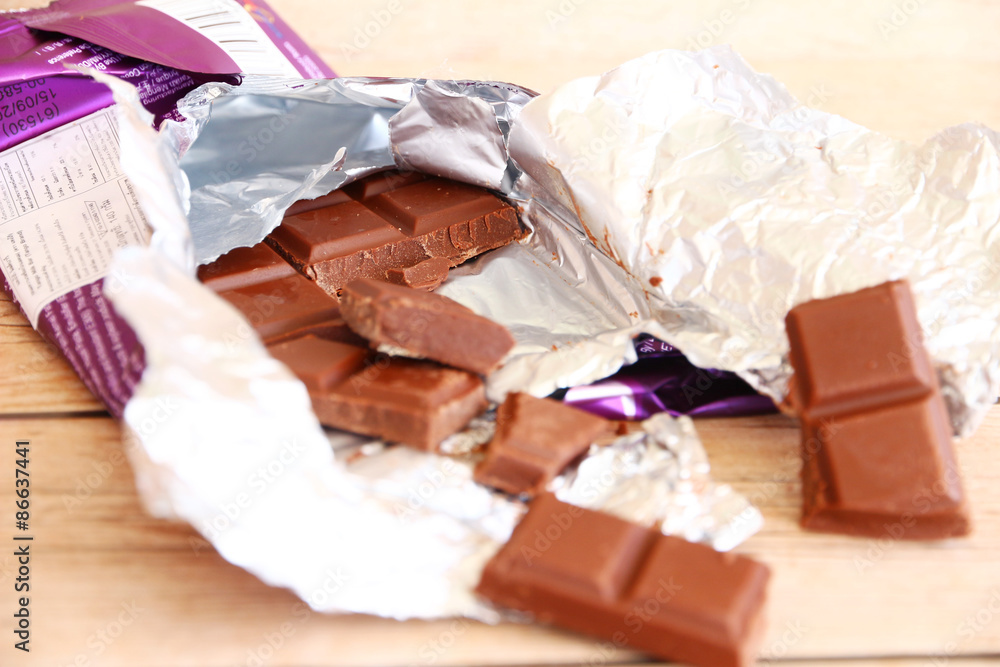 Chocolate on Rustic Wood Chocolate on Rustic Wood