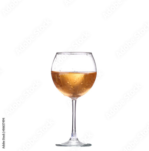 Wine collection - White wine in a glass. Isolated on white background