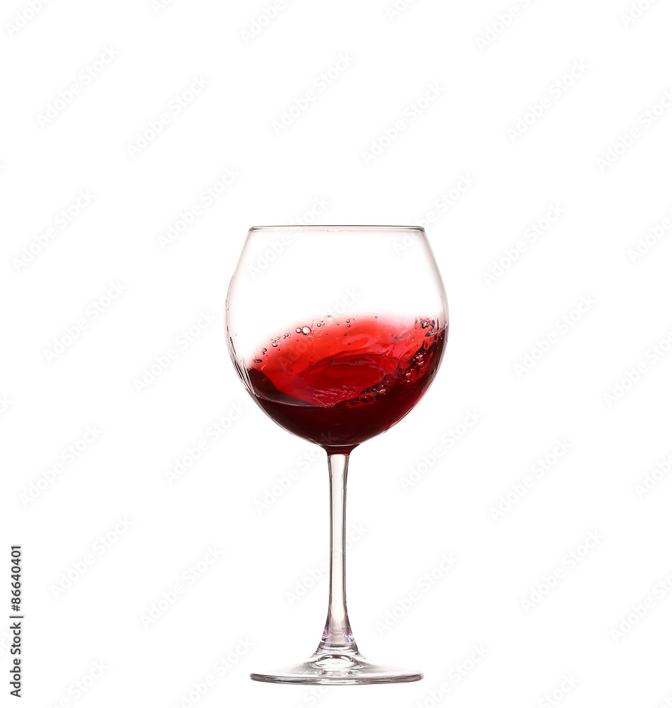 Wine collection - Splashing red wine in a glass. Isolated on white background