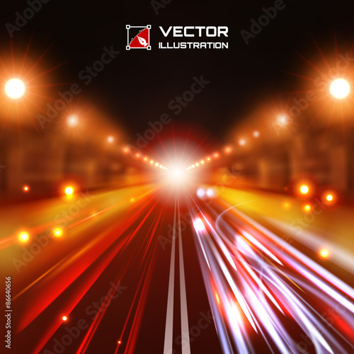 red tint night road