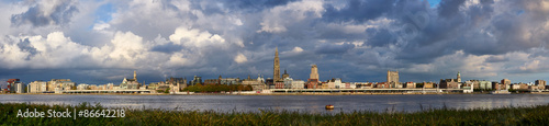 Evening cloudy panorama of the City of Antwerp