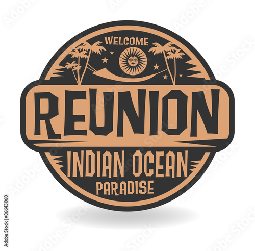 Stamp or label with the name of Reunion, Indian Ocean