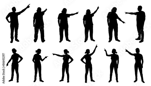 people pointing silhouettes