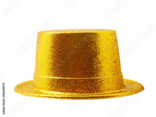 Yellow party hat isolated on white with clipping path.