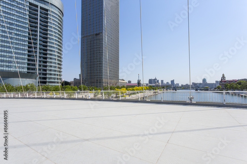 modern bridge and empty road floor