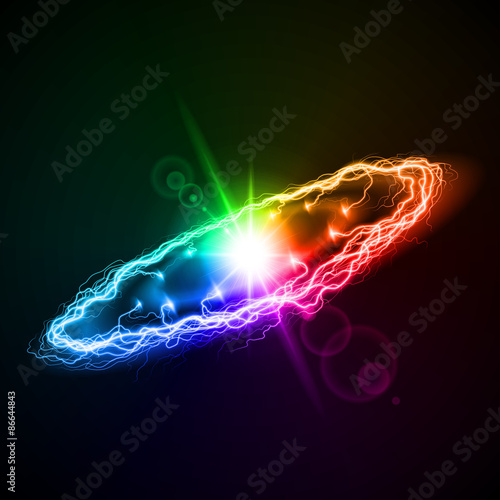 Ring multicolored lightening on dark background