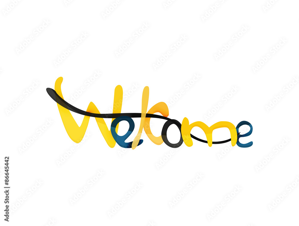 Fototapeta premium Welcome word, drawn lettering typographic element