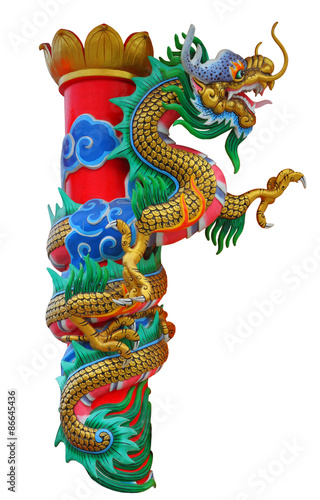 Wallpaper Mural Chinese dragon statue isolated on white with clipping path. Torontodigital.ca