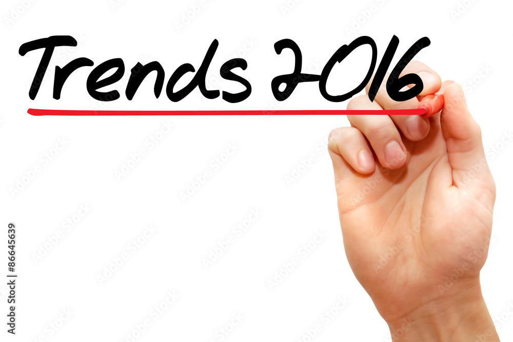 Hand writing Trends 2016 with marker, business concept Hand writing Trends 2016 with marker, business concept