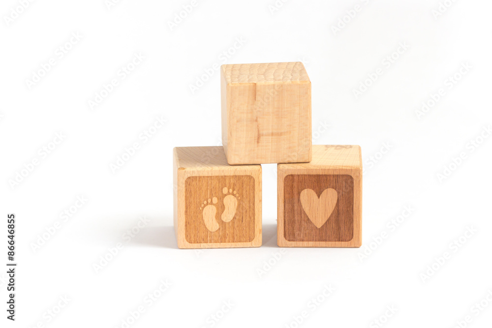 Obraz premium Spielwürfel Holz Geburt