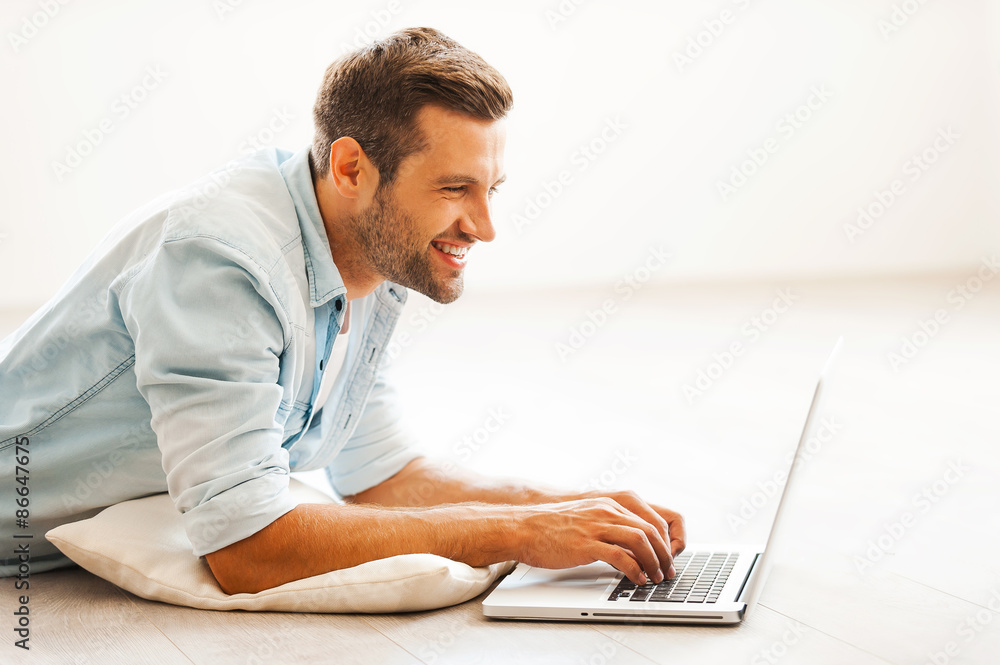 Surfing the net at home. Surfing the net at home.